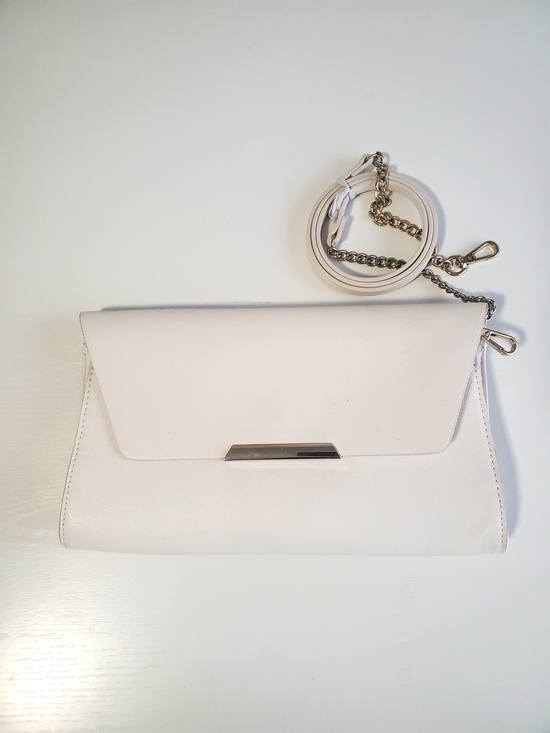 H&M Handbags - H&M White Envelope Clutch with Removable Chain Strap